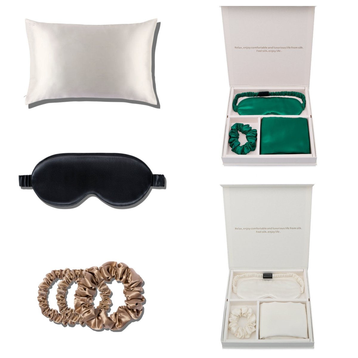 rts silk set silk scrunchies eyemask pillow cover case 100% 6A Mulberry silk pillowcase with gift box