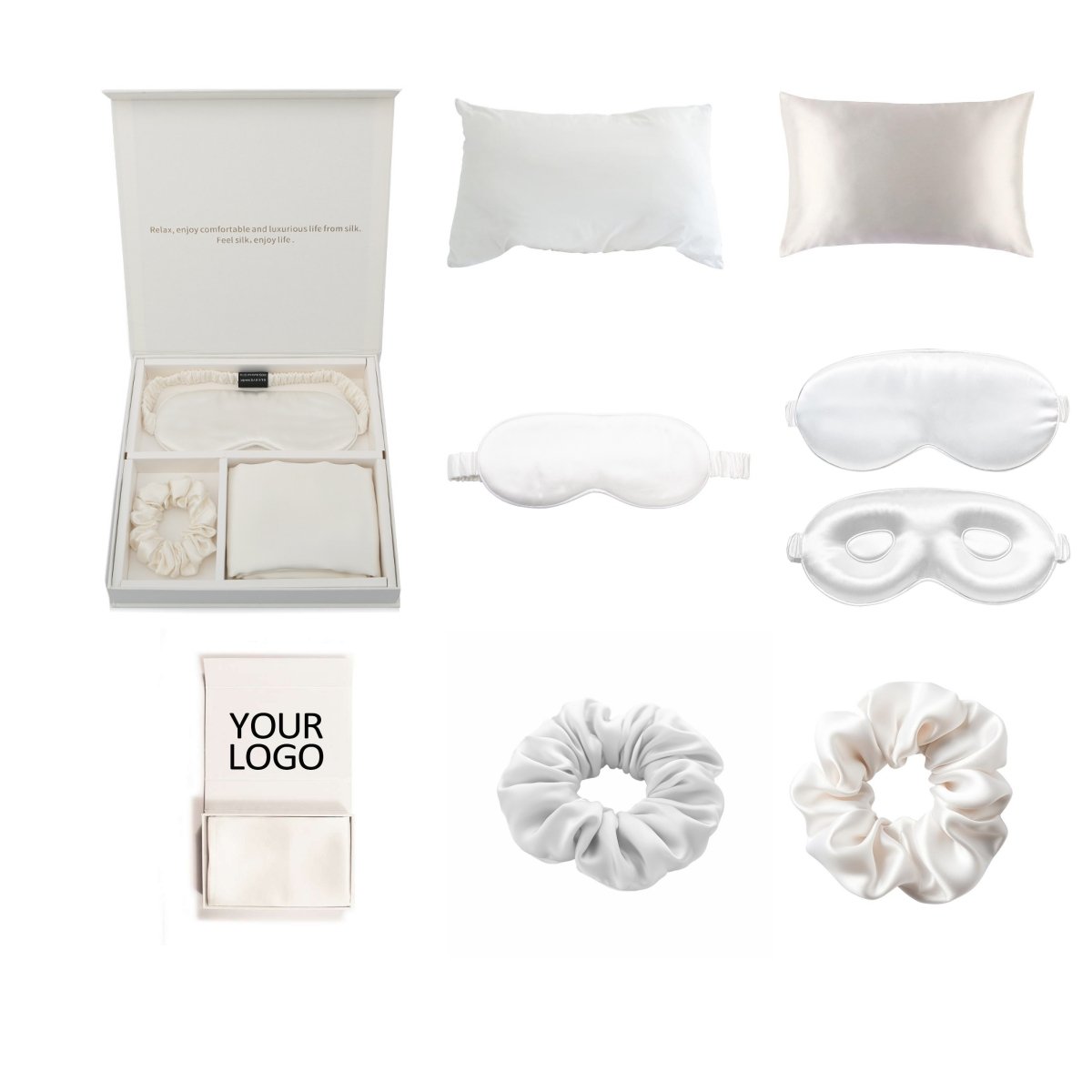 rts silk set silk scrunchies eyemask pillow cover case 100% 6A Mulberry silk pillowcase with gift box