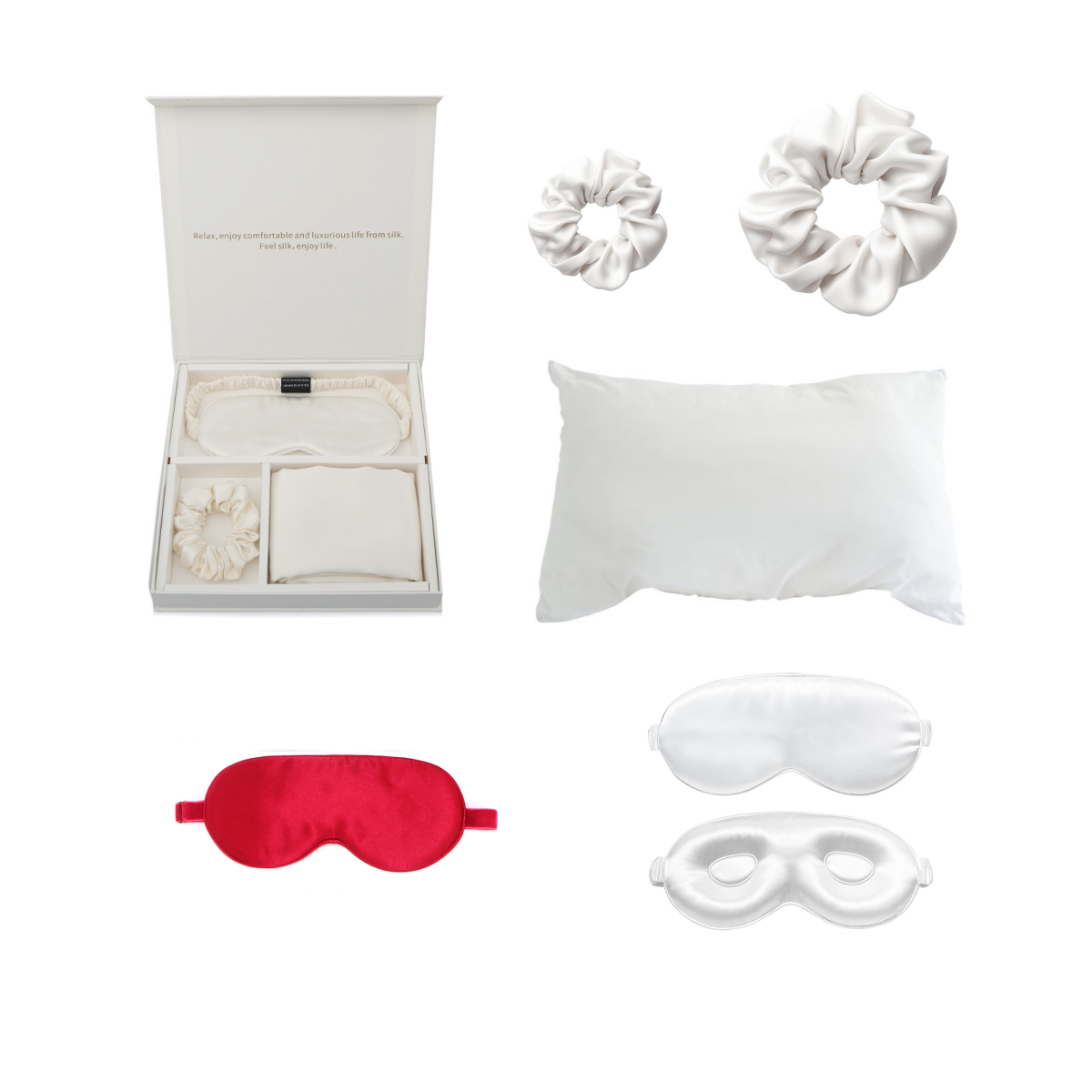 rts silk set silk scrunchies eyemask pillow cover case 100% 6A Mulberry silk pillowcase with gift box