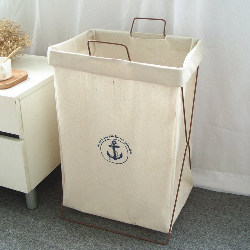 Fabric storage basket with handle drawstring tie mouth dirty clothes basket quilted clothes dust bag travel bag