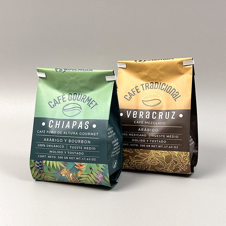 Custom logo 8oz 12oz tin tie side gusset pouch aluminum foil matte cafe pouch white coffee bag with valve