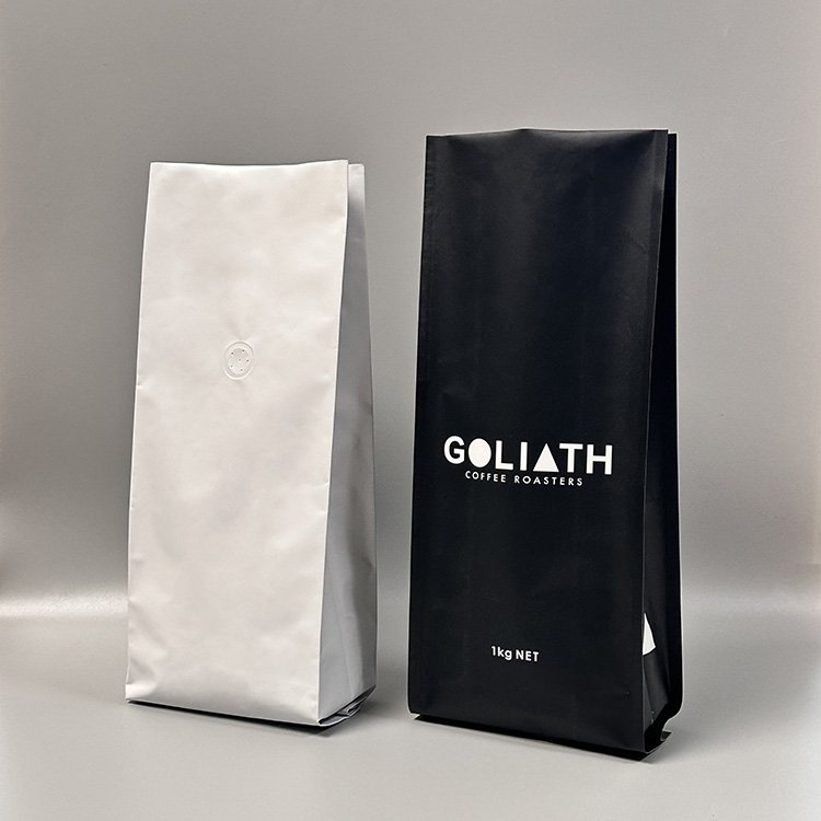 Custom logo 8oz 12oz tin tie side gusset pouch aluminum foil matte cafe pouch white coffee bag with valve