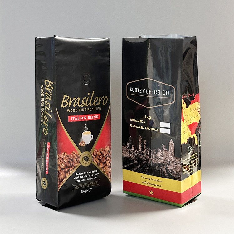 Custom logo 8oz 12oz tin tie side gusset pouch aluminum foil matte cafe pouch white coffee bag with valve