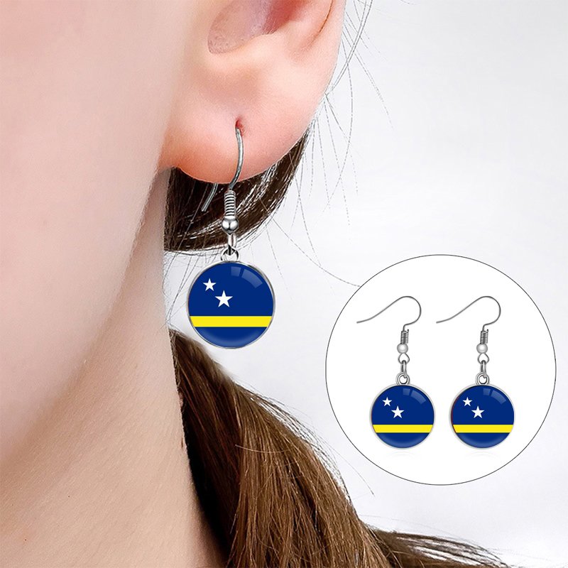 80 Models CulaCao Flag Map Tie Clip Lapel Pin Ring Brooch Cuff Link Necklace Bracelet Earrings Key Chain Curacao Jewelry Set