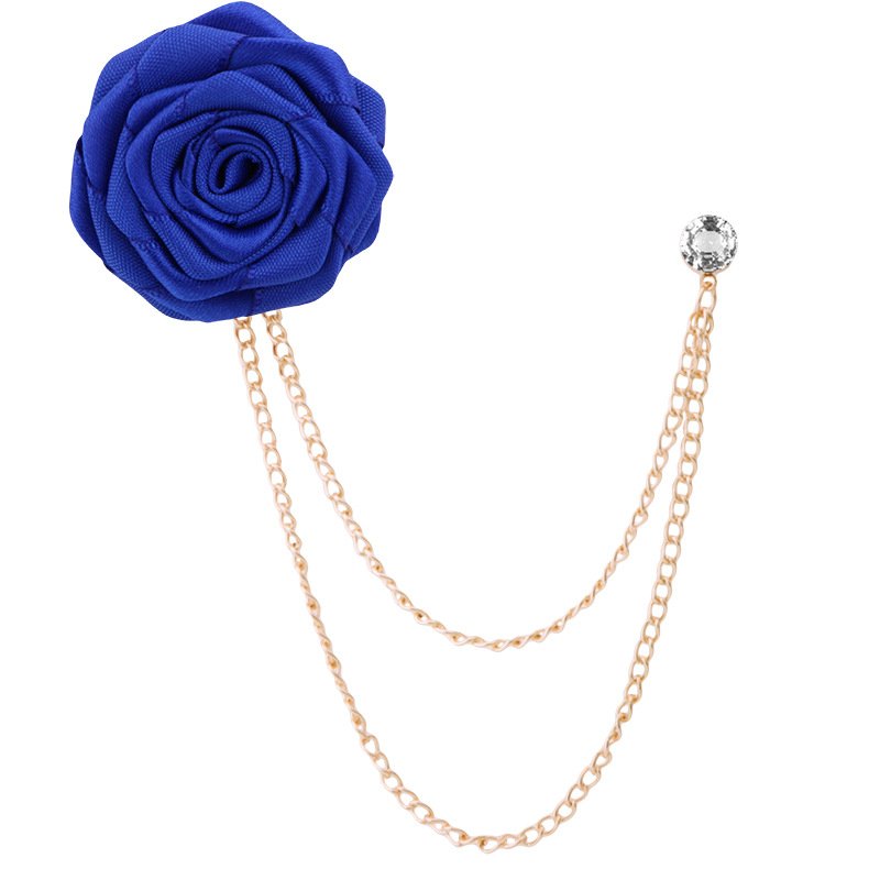 Men's Fringe Chain Brooch Cloth Handmade Rose Lapel Pin Men's Suit Accessories Brooch