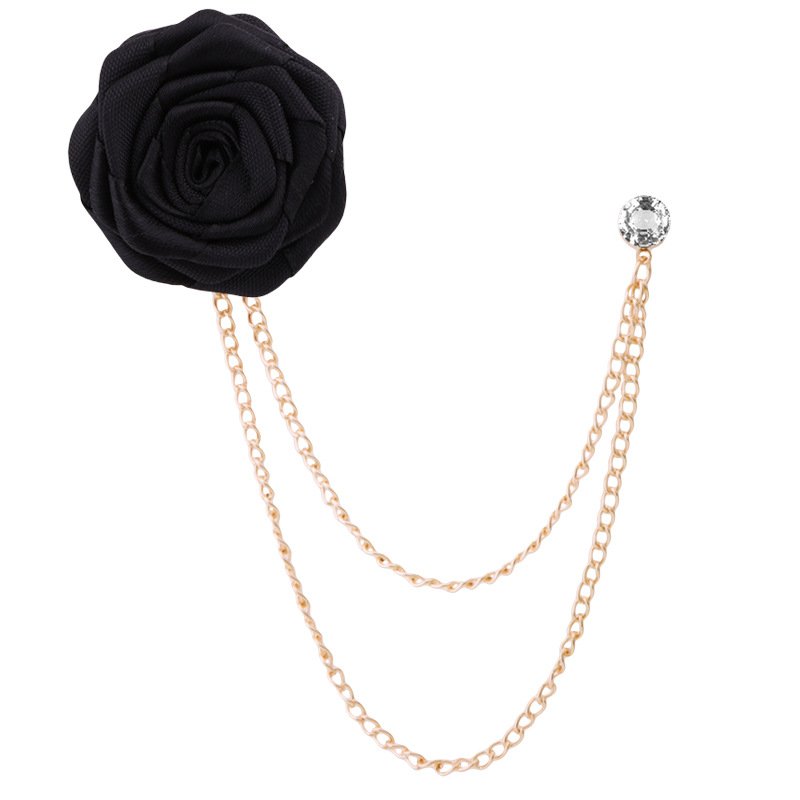 Men's Fringe Chain Brooch Cloth Handmade Rose Lapel Pin Men's Suit Accessories Brooch