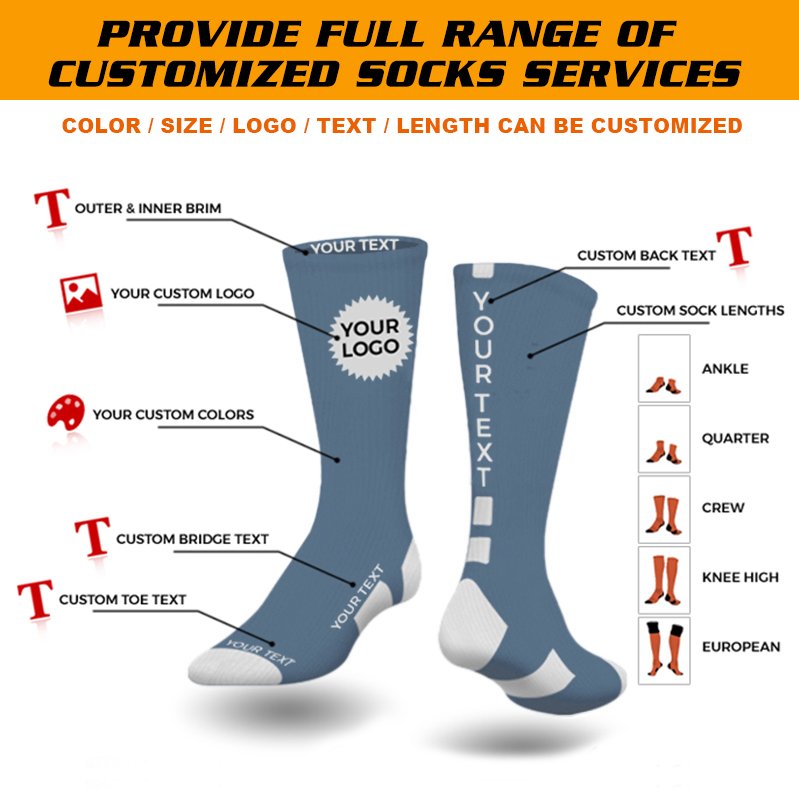 FREE DESIGN & MOCK-UP Made Own Pattern Cotton Men Sock Custom Labels Sock Custom Logo Private Label Socks