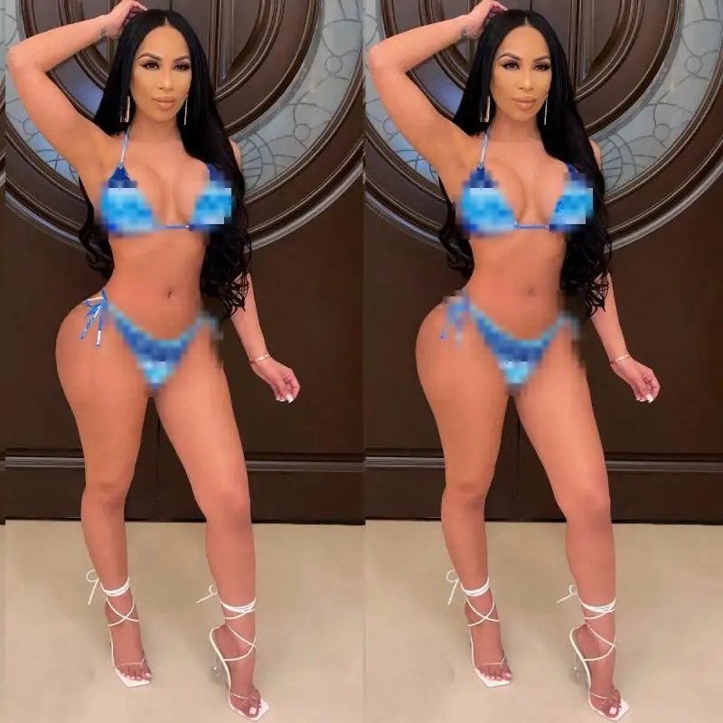 New arrival Women's new swimsuit two-piece halter strap cut out bikini With wholesale name brand clothing for women