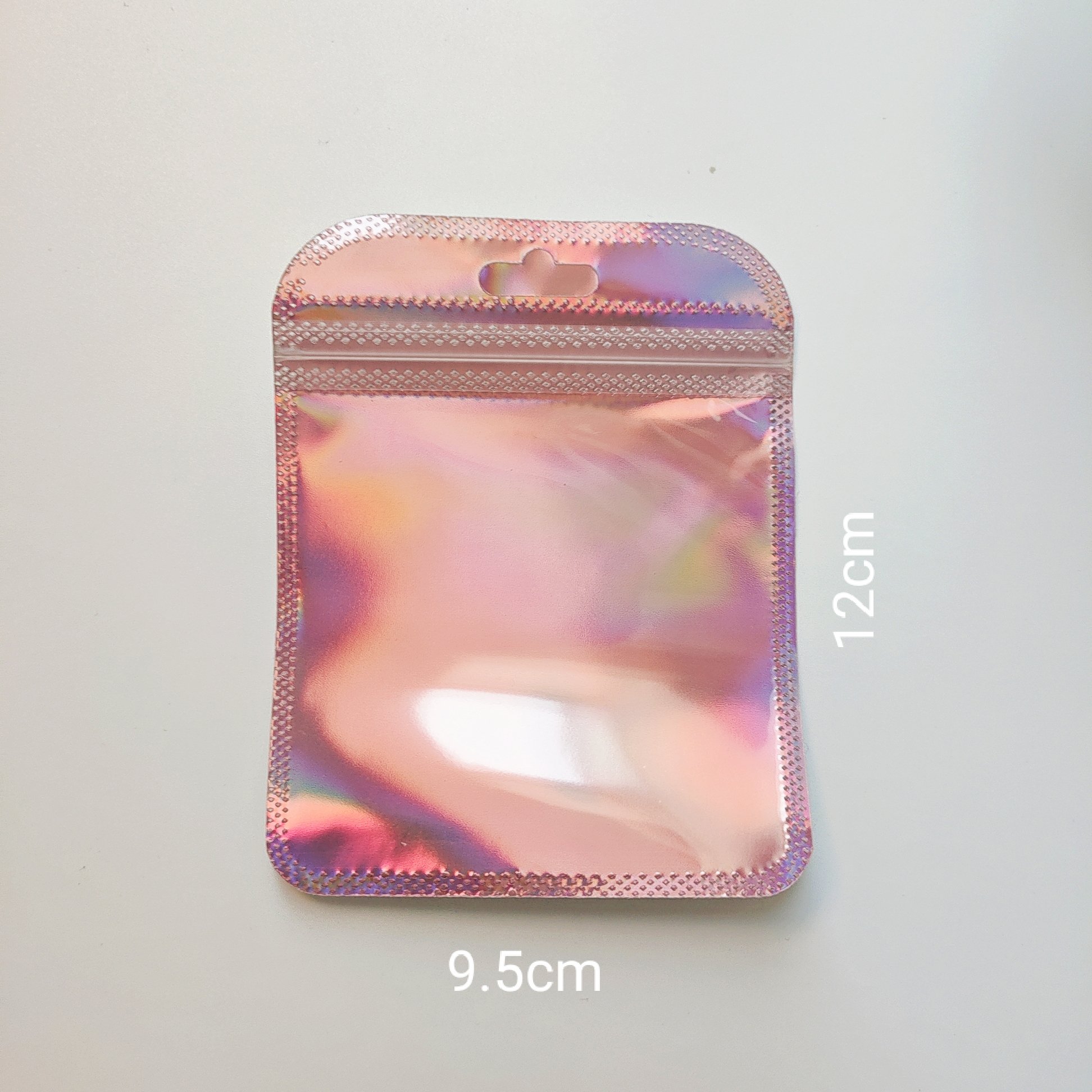 Laser Zipper Pouch Jewelry Packaging One Side Clear Holographic Mini Aluminum Foil Zip Lock Bags