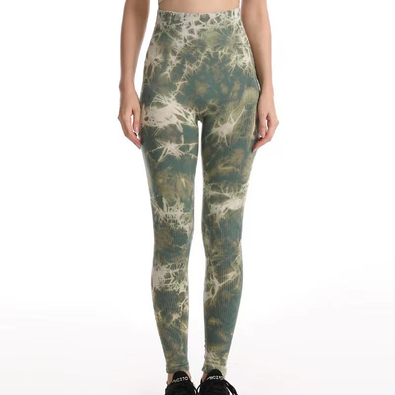 Tie Dye High Waist Jacquard Yoga Pants Sexy Seamless Fitness Sports with Peach Hip Lift Custom Logo Solid Print Outdoor Function