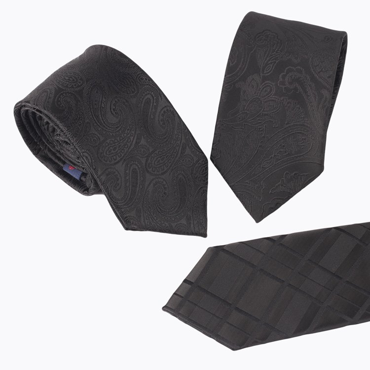 100% Polyester Jacquard Custom Black Flower Hand Made Ties For Party Microfiber Necktie For Men