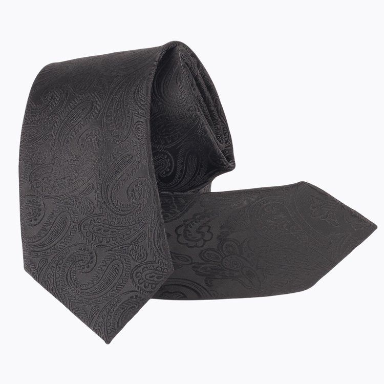100% Polyester Jacquard Custom Black Flower Hand Made Ties For Party Microfiber Necktie For Men