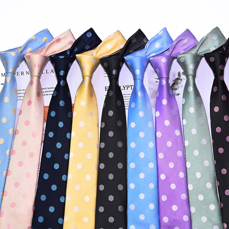 2024 New Pokar polka dot tie men's casual fashion polyester polka dot tie