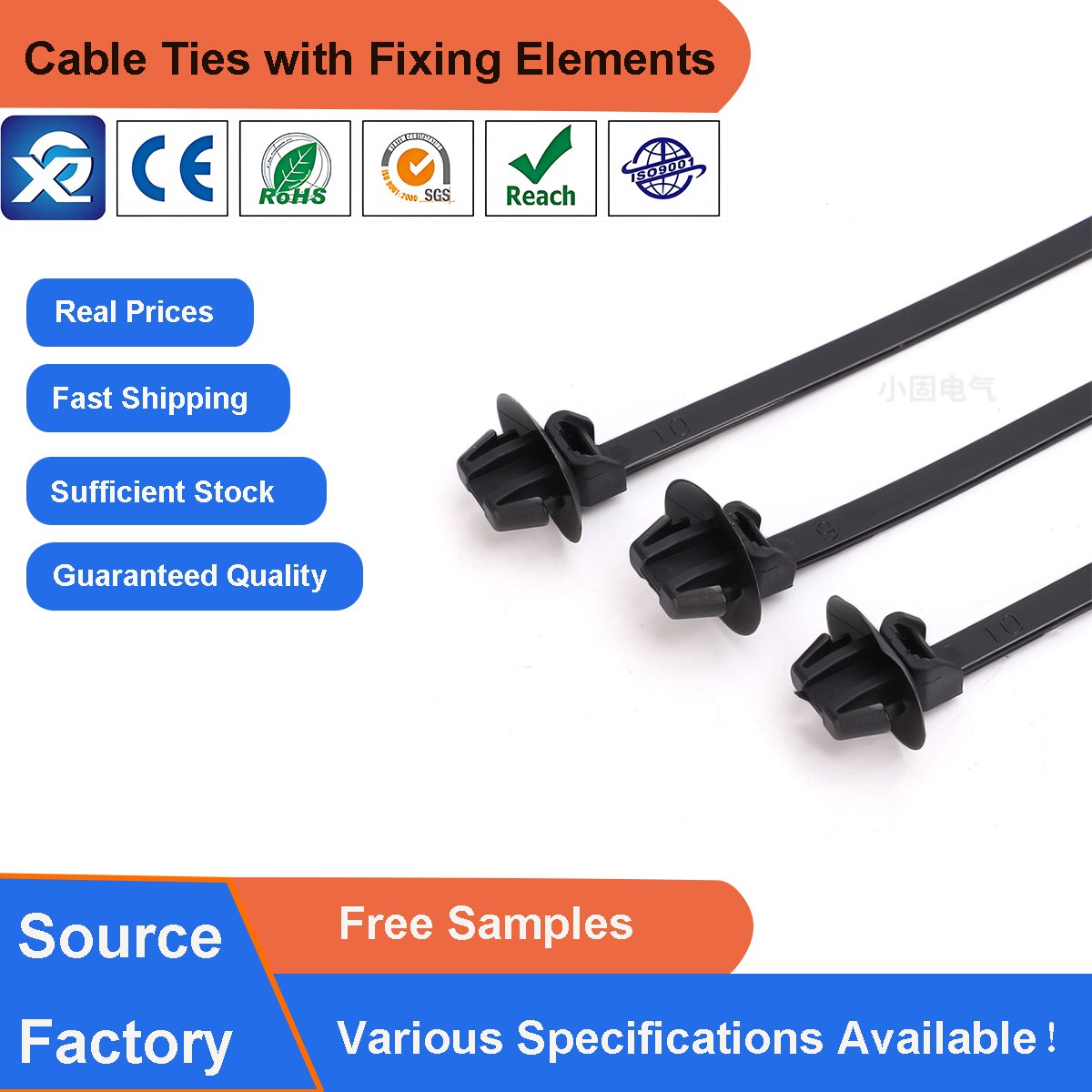 5.5*160mm Innovative Push Mount Cable Zip Ties for Oval Hole Fastening