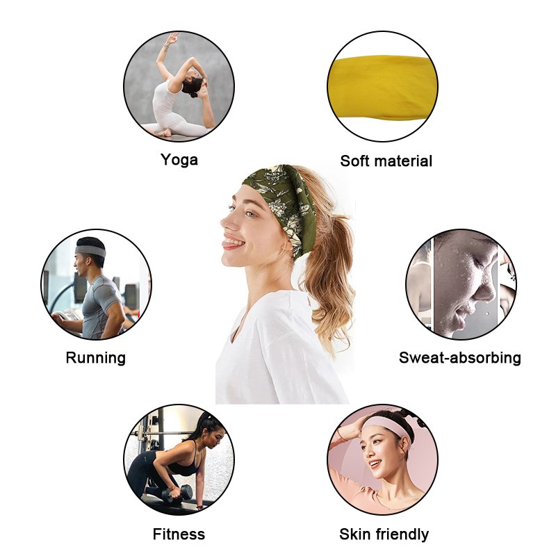Custom logo 2024 running sport men pink blue softball beauty gym polyester wide knot sports headbands