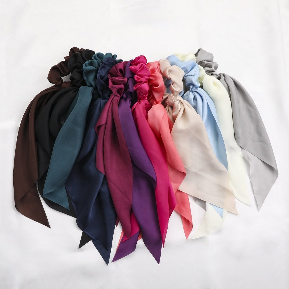 Factory Wholesale Knot Hair Tie For Women Silk Hair Accessories Casual Female Hair Scrunchies