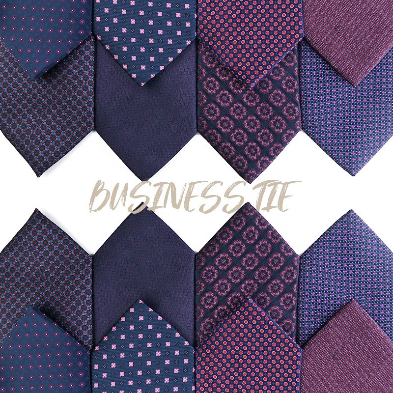 Jacquard Woven 100% Polyester Men's Luxury Ties, Fuchsia Navy Blue Men's Floral Ties For Business Party, 7.5cm Men's Hand Ties