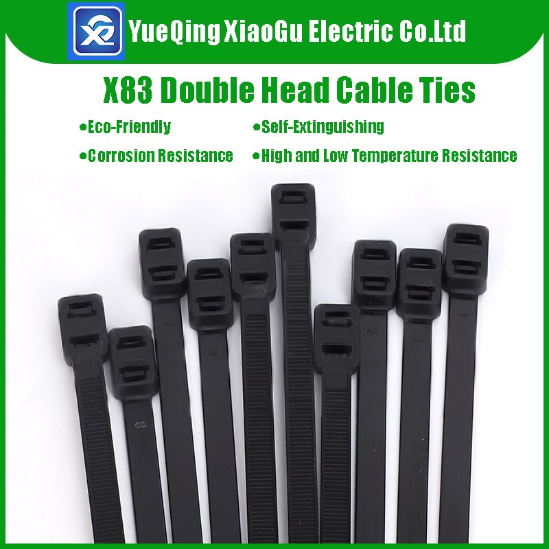 7.6*200mm High Quality Self-locking Plastic Nylon Zip Tie X83 Double Head Cable Ties