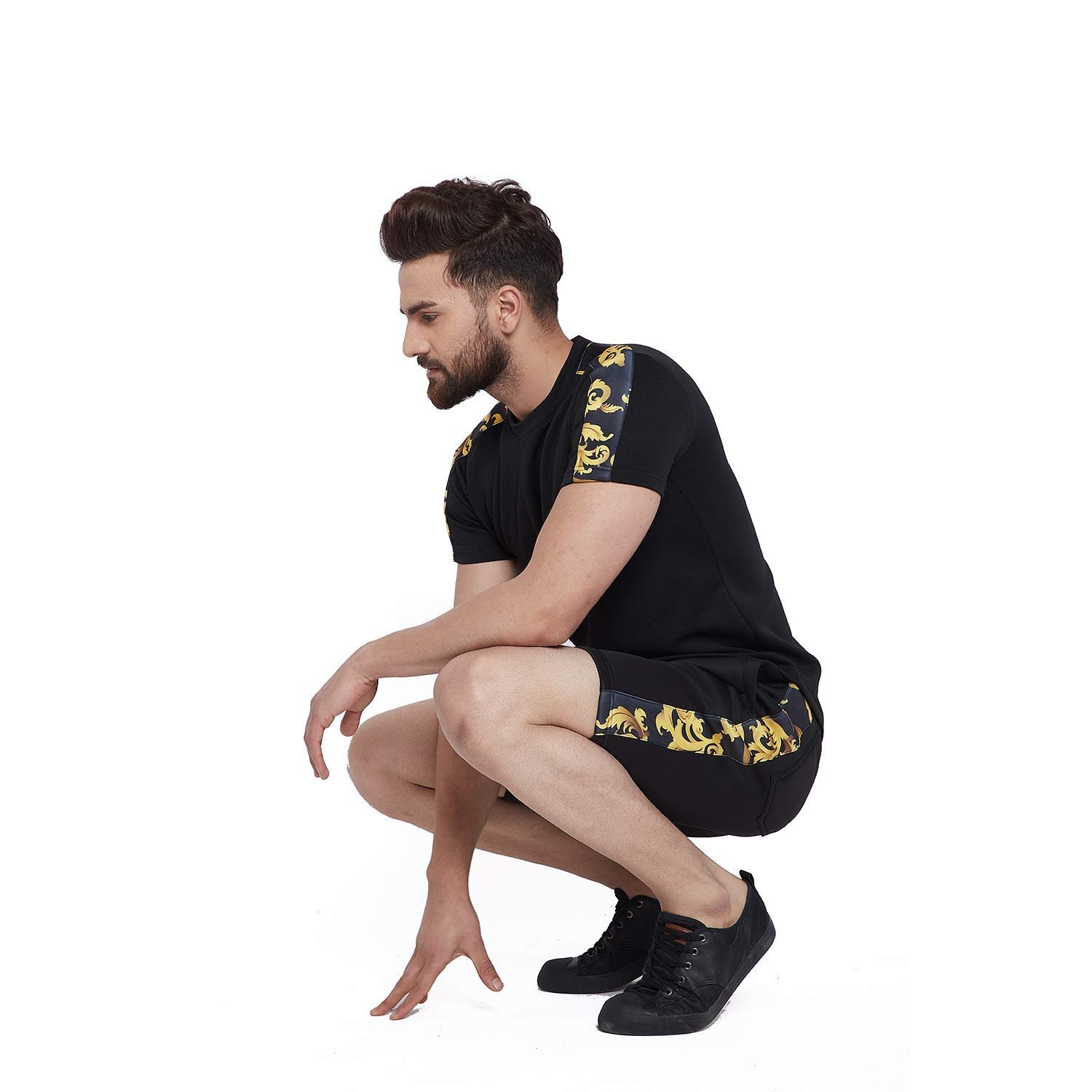 2024 Breathable Summer strip Men Set Suit Men Short Sleeve Tshirt Shorts Sets Two Pieces Fitness Set Casual Summer Tracksuit