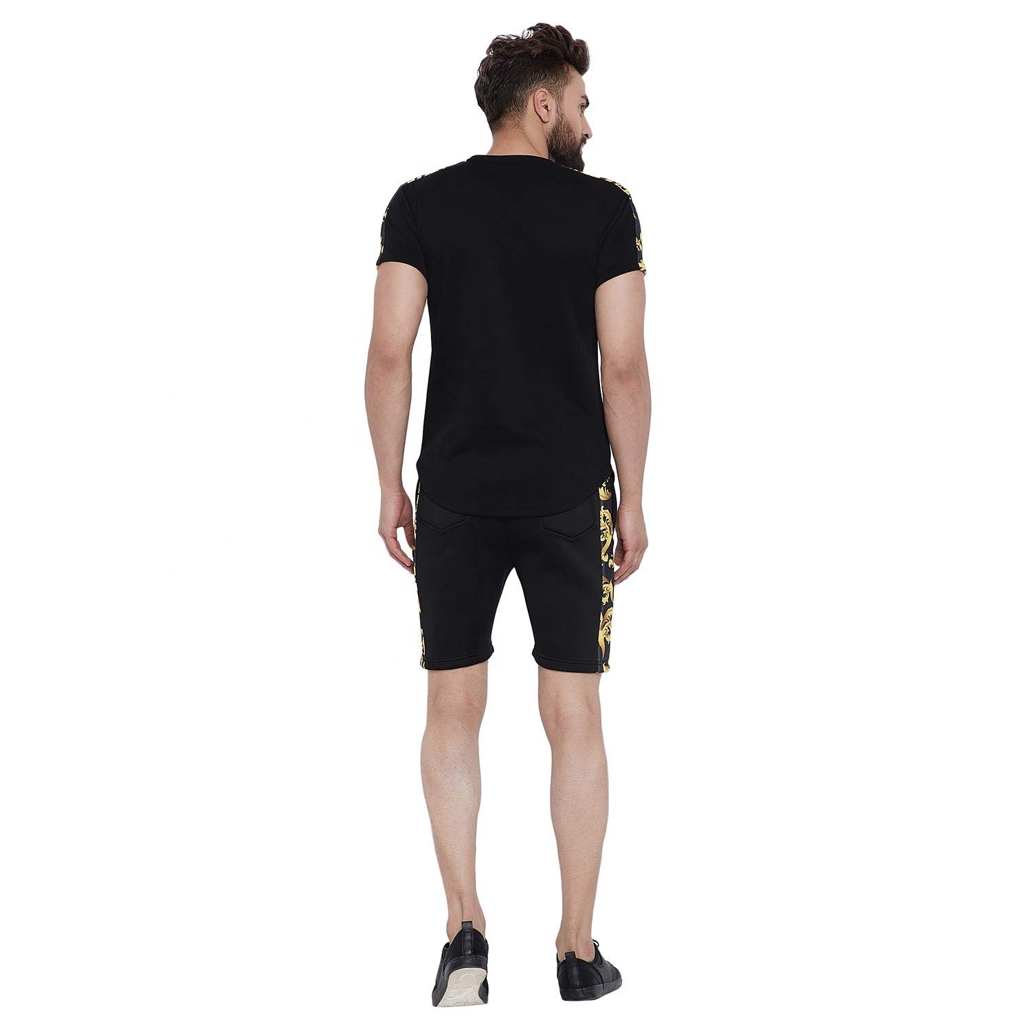 2024 Breathable Summer strip Men Set Suit Men Short Sleeve Tshirt Shorts Sets Two Pieces Fitness Set Casual Summer Tracksuit