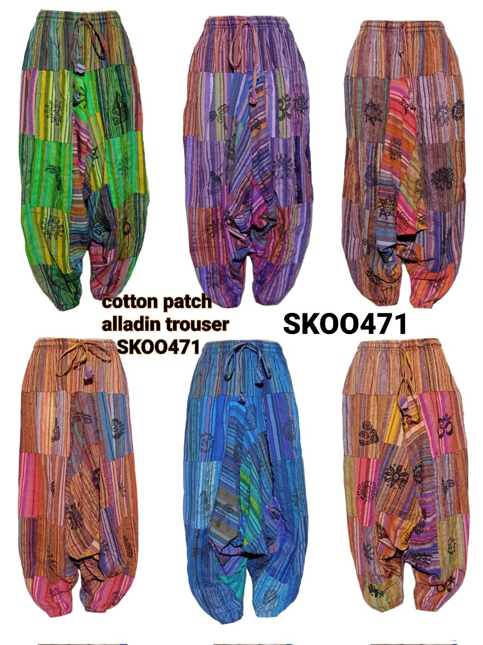 Cotton acid wash patch block print men harem trouser fashionable cotton acid wash men trouser export quality fabric trouser