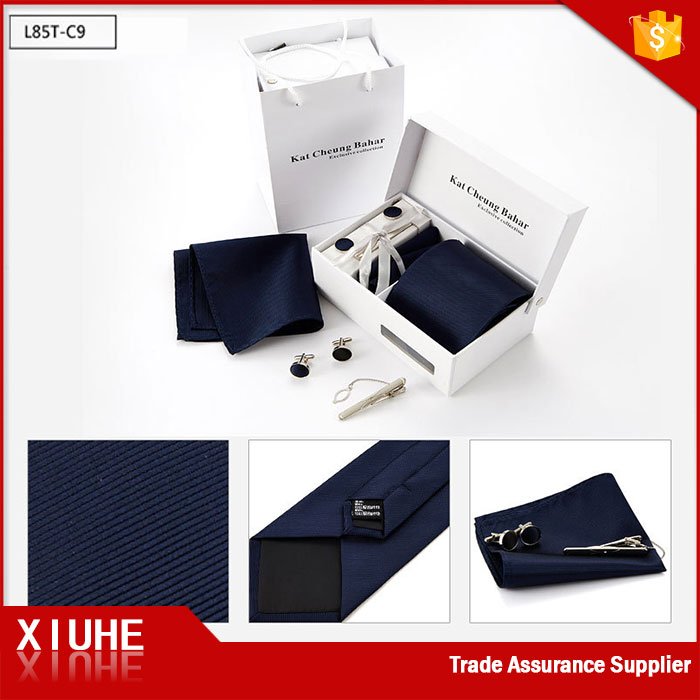 Mens 100% Pure Silk Tie and Pocket Square and Cufflinks Necktie Tie Gift Set