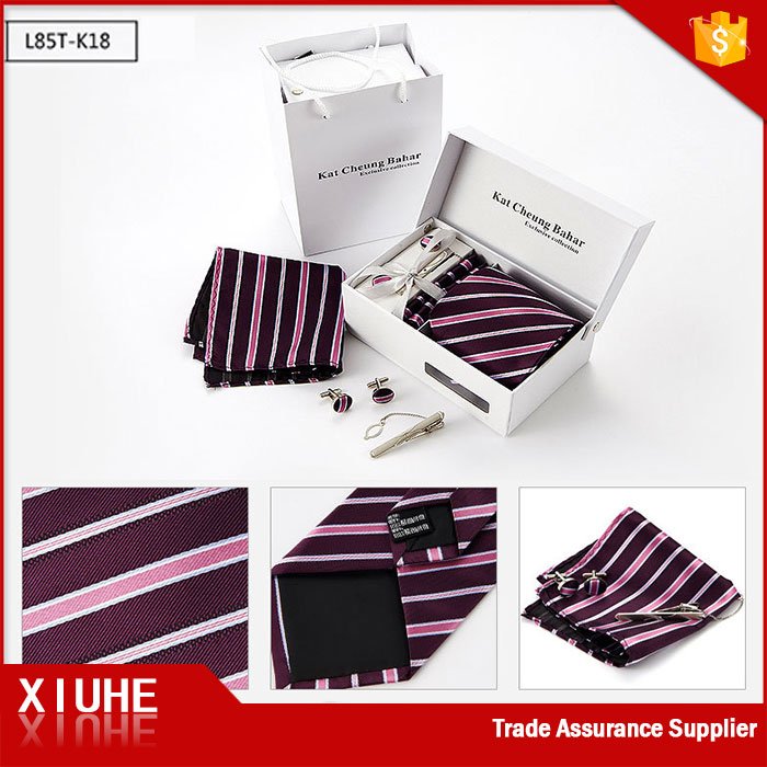 Mens 100% Pure Silk Tie and Pocket Square and Cufflinks Necktie Tie Gift Set