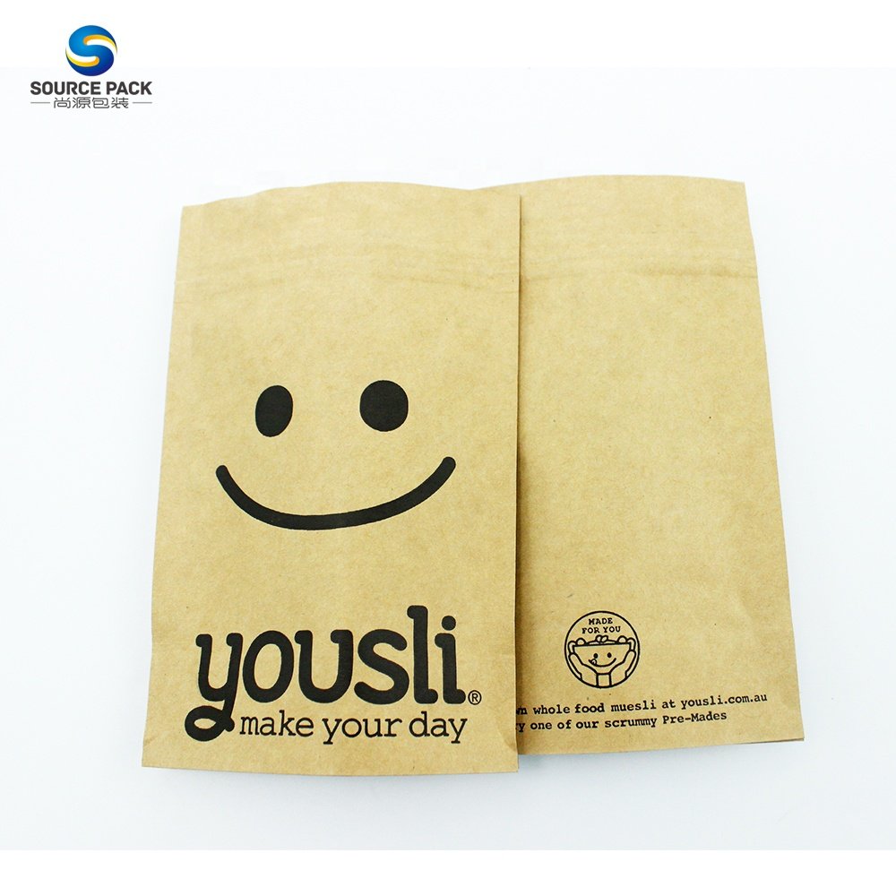 Wholesale Food Grade Standing Packaging Customized Brown Kraft Paper Bags With Ziplock Water Proof Pouch For Food