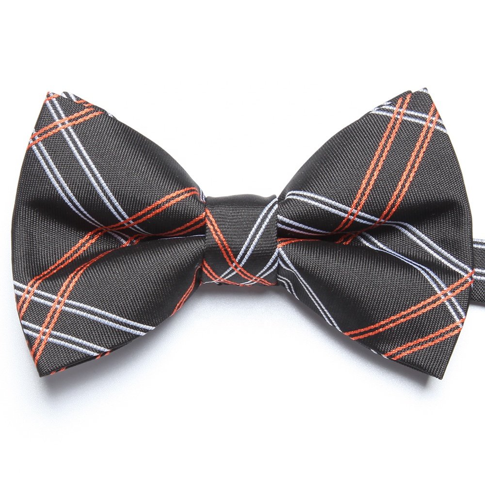 wholesale amazon hot sale mens formal silk black pink plaid checked tartan adjustable pre tied bowtie bow tie for men