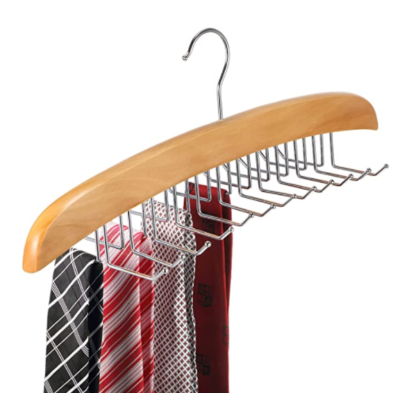 Multifunctional Wooden Belt Tie Rack Display Hanger With 24 Hooks