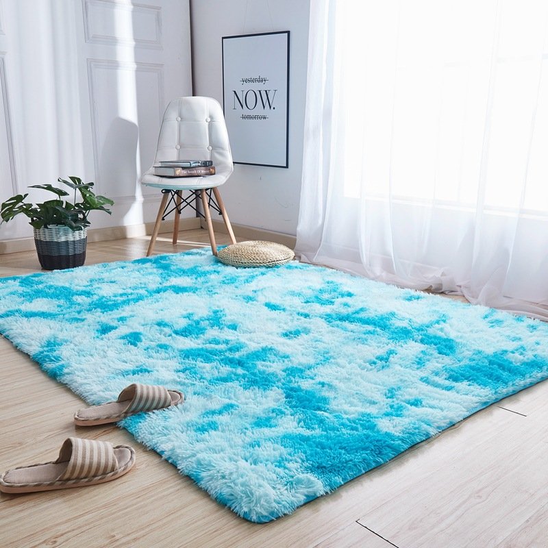 Modern PV Velvet Tie Dye Printed Non Slip Floor Mats Soft Faux Fur Rug Carpet For Living Room Bedroom Home Decoration