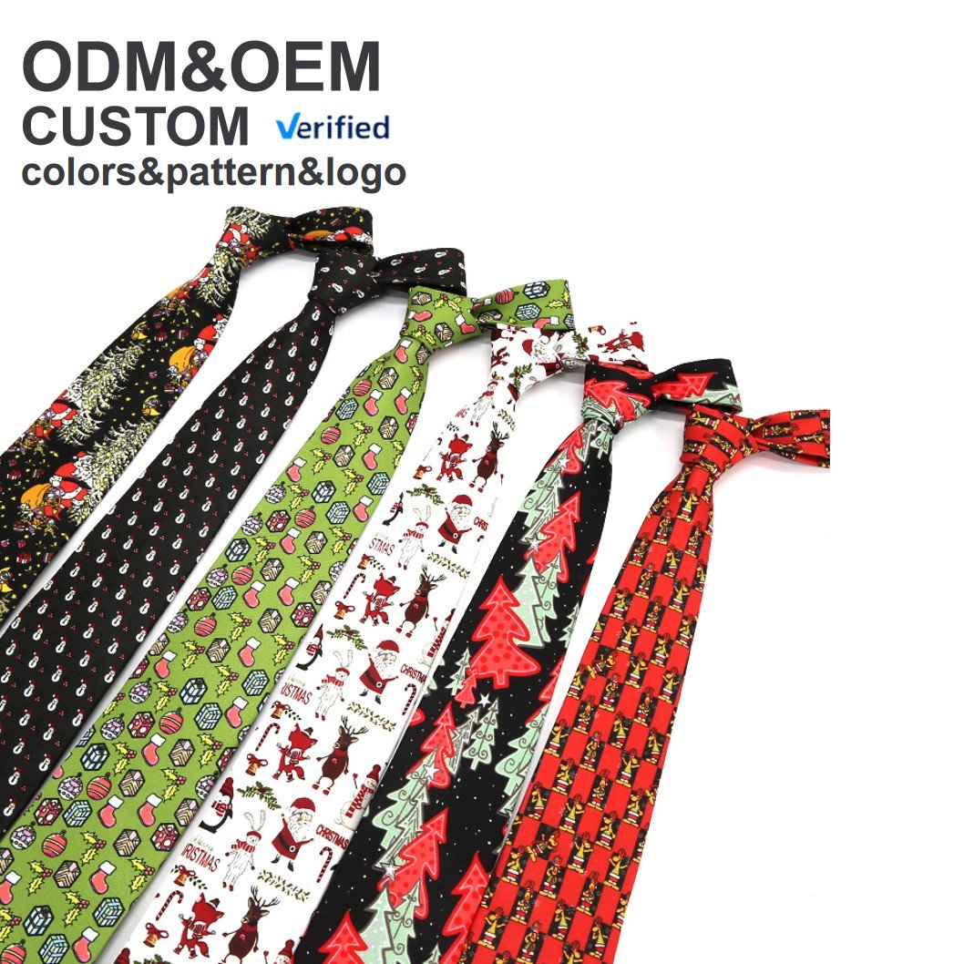 Factory Wholesale Cheap Price Custom Christmas Neck Ties Casual Styles Polyester Tie Gift Pattern Design