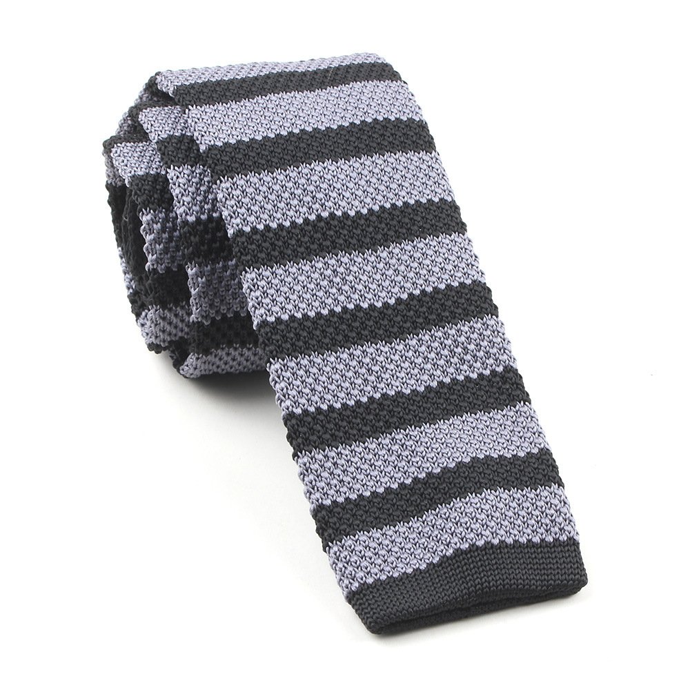 Fashion Strips Skinny Knit Neckties Flat End Smart Formal Polyester Green Knitted Ties for Men