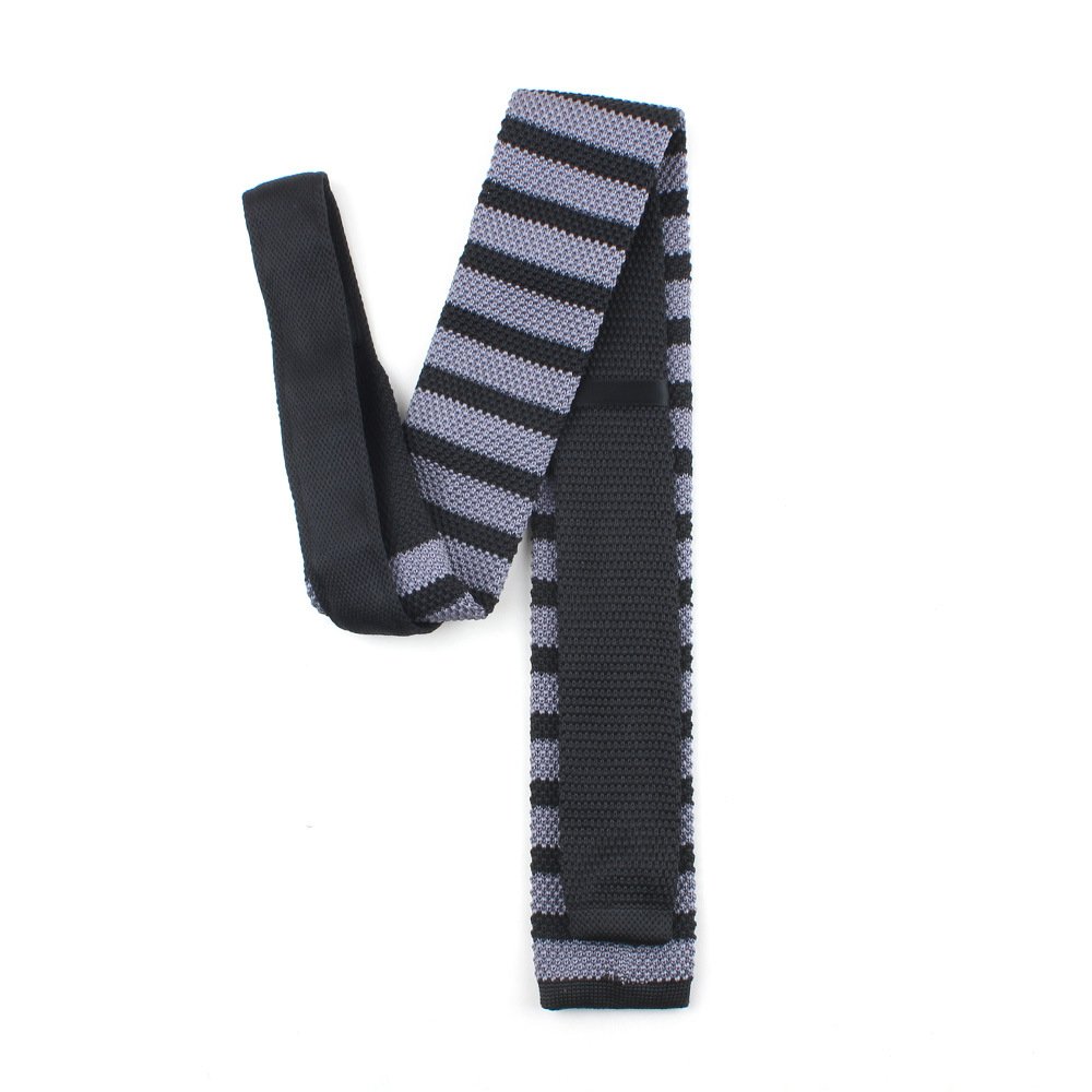 Fashion Strips Skinny Knit Neckties Flat End Smart Formal Polyester Green Knitted Ties for Men