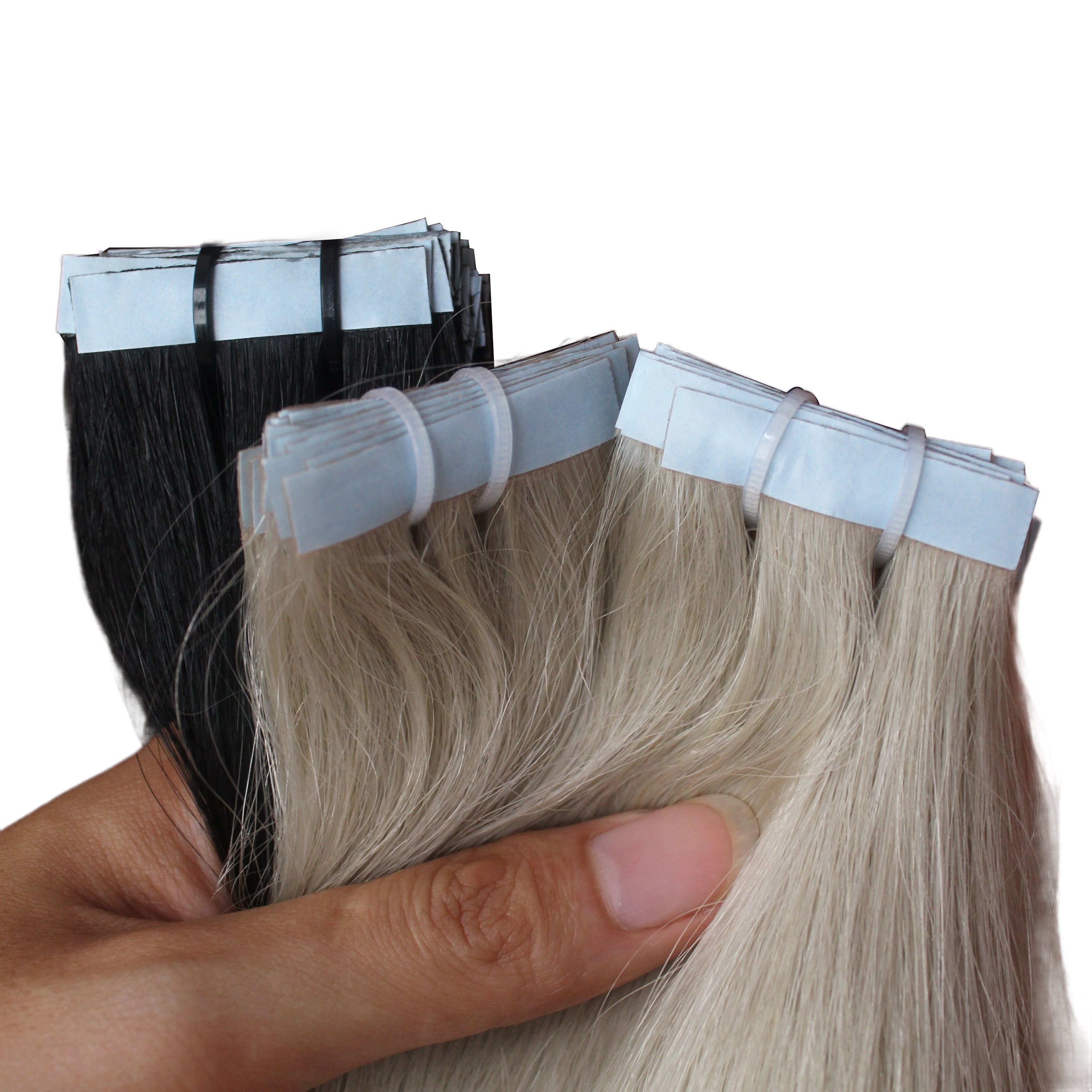 High Quality European Double Drawn Russian 100% Raw Human Hair Extensions Tapered Hand-Tied Tape Hair Enhancement