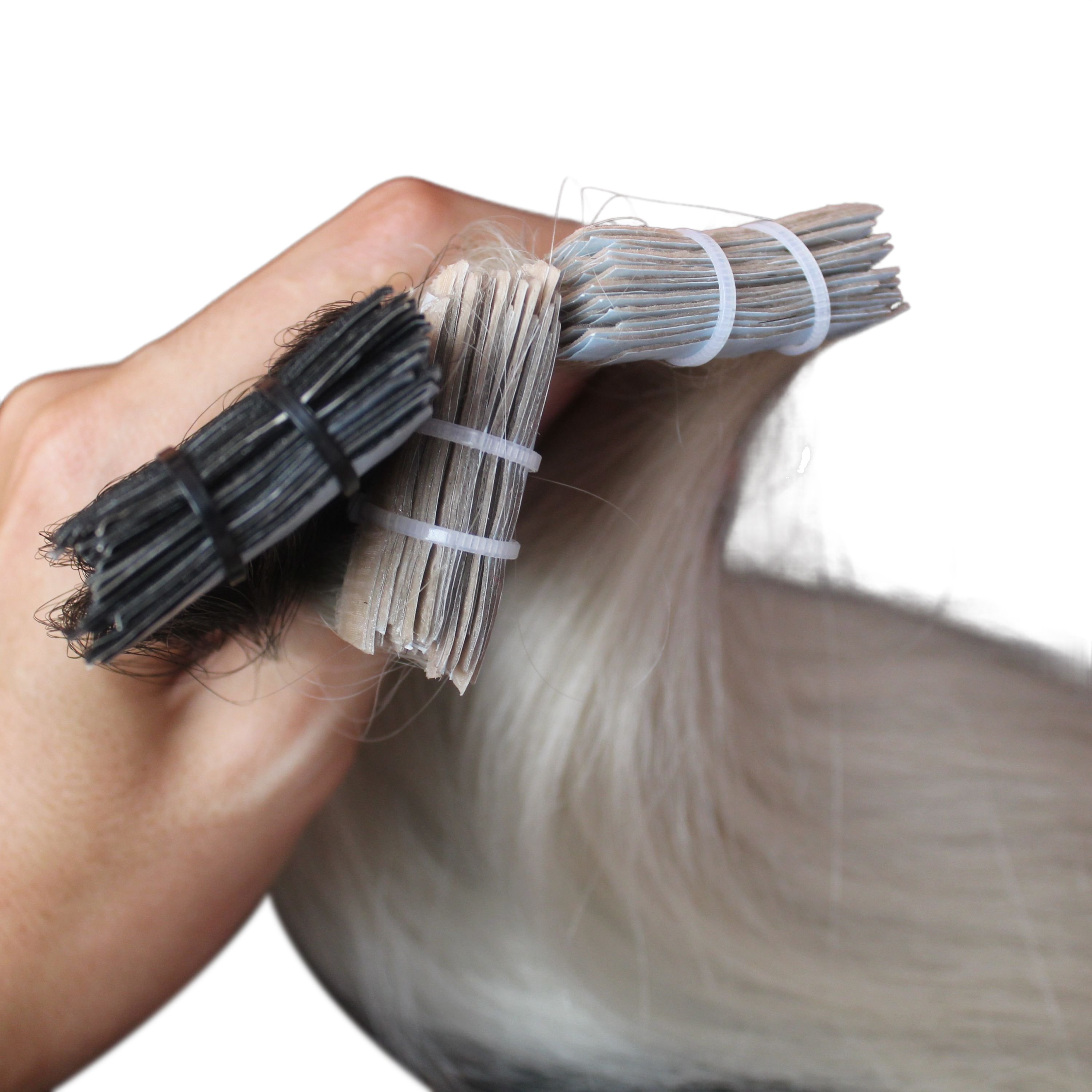 High Quality European Double Drawn Russian 100% Raw Human Hair Extensions Tapered Hand-Tied Tape Hair Enhancement