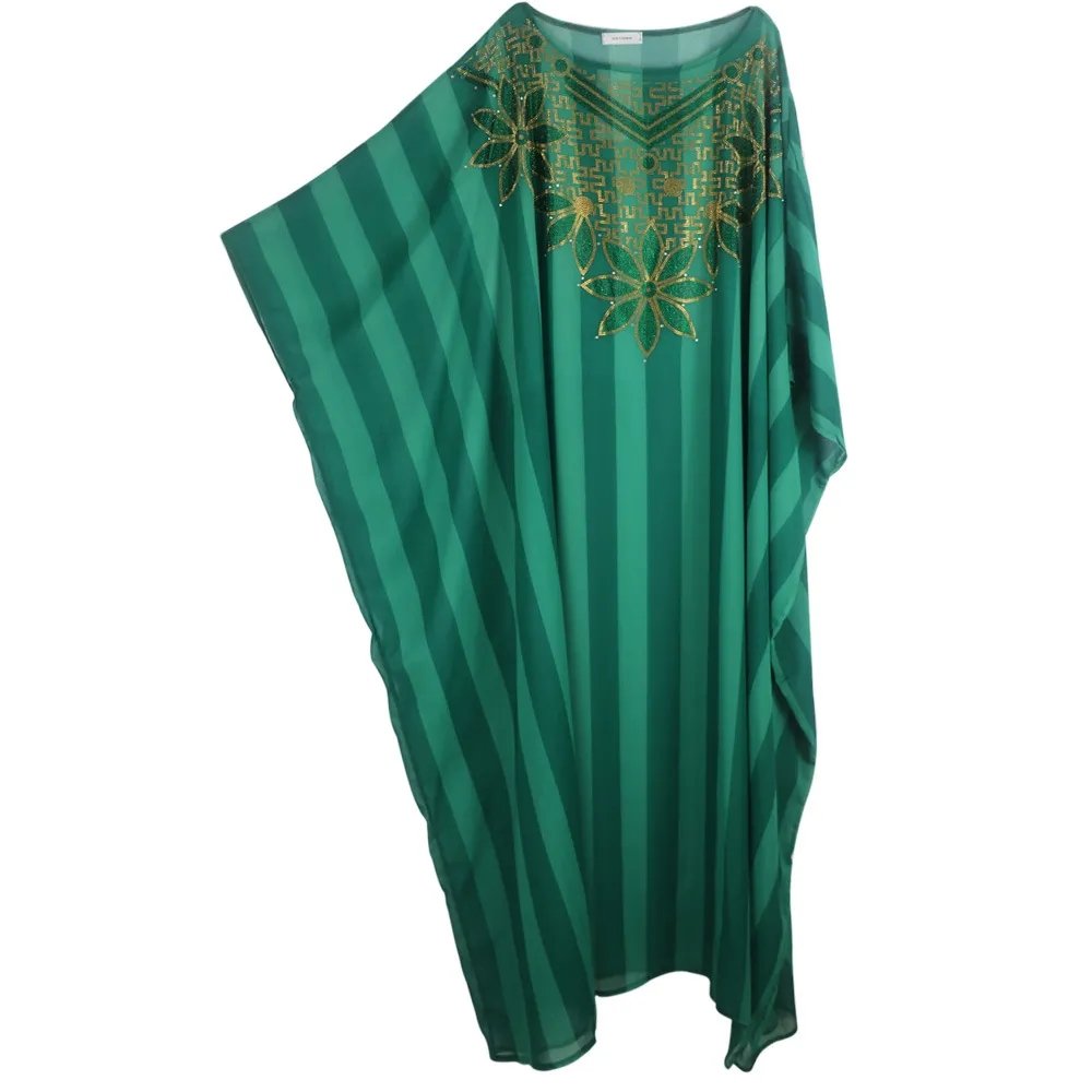 2023 Luxury Green Embroidery African Maxi Dress for Women Elegant Lady Wedding Evening Party Dresses Eid Muslim Kaftan Robe