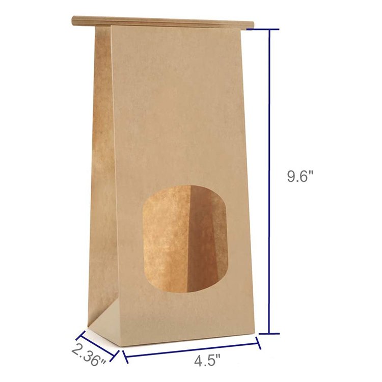 Multiple Uses keeps fresh Ziplock Kraft Paper Cookie Bags Customized Print Flat Bottom Tin Tie Tab Lock Brown Window Coffee Bags