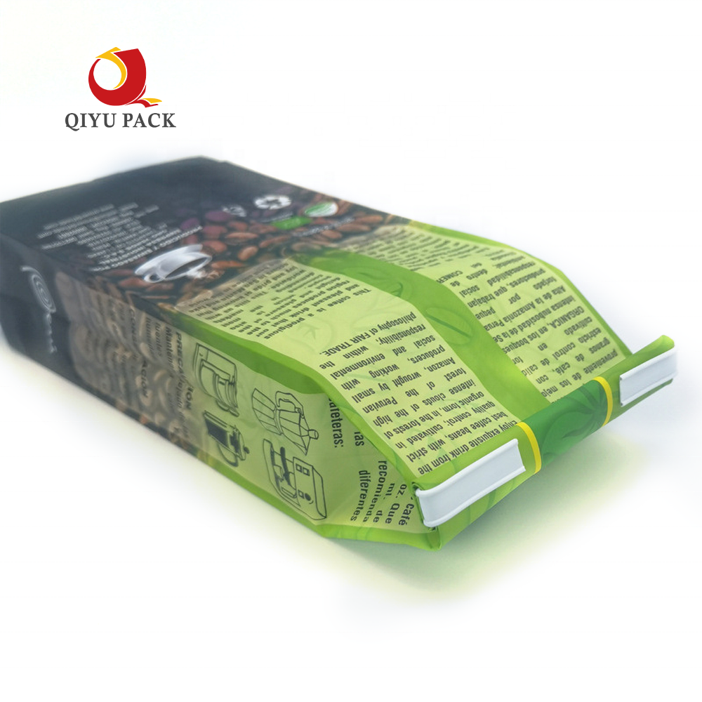 Custom Empty Coffee Bags Laminated Material With One-way valve Flat Bottom Standing Coffee Beans Storage Bags Drip Coffee Bag
