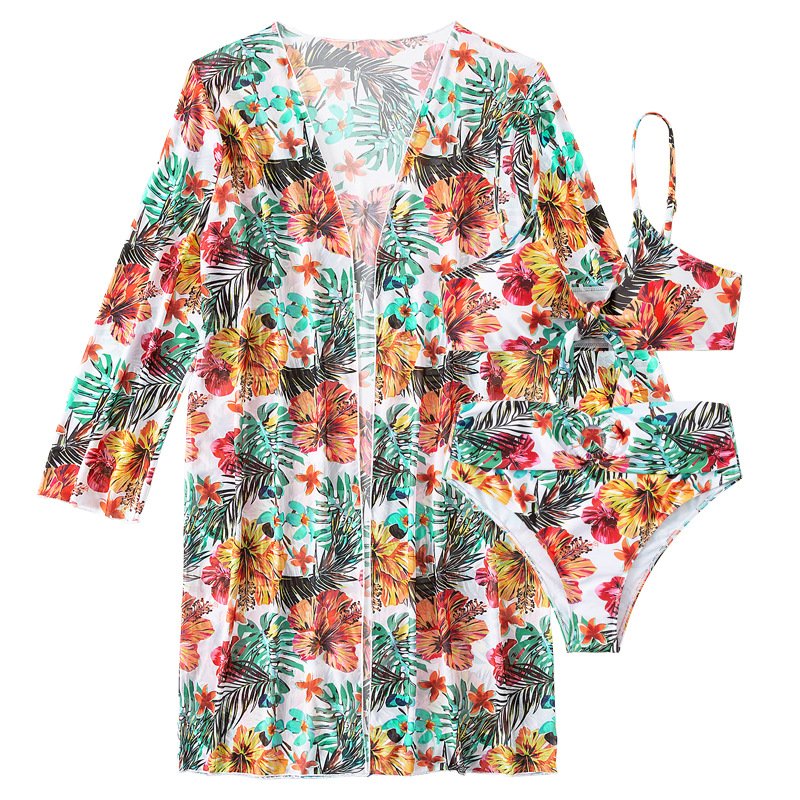New Swimsuit Custom Long Sleeve High Waisted Women Swimwear Cover Ups 3 piece bathing suits for women