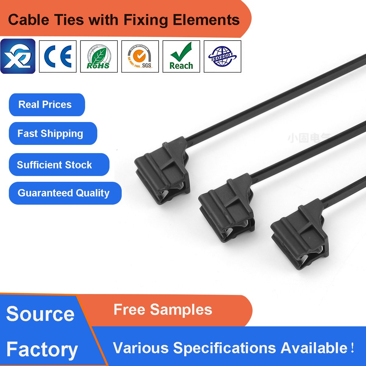 Ready to Ship High Quality Self-locking Plastic Nylon Clamp Zip Tie X99 Edge Clip Cable Ties