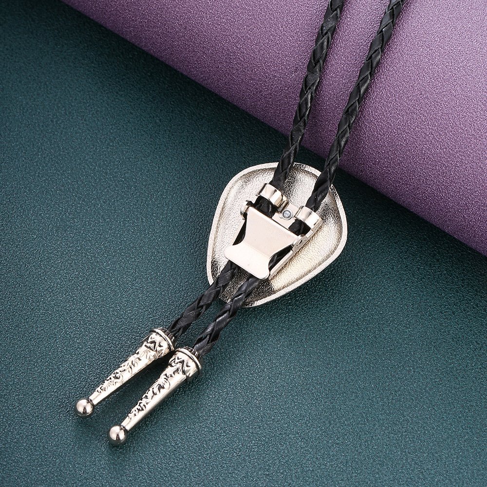 European and American original handiwork agate zinc alloy leatherBolo TieTie bow tie sweater chain