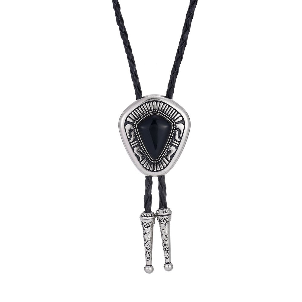 European and American original handiwork agate zinc alloy leatherBolo TieTie bow tie sweater chain
