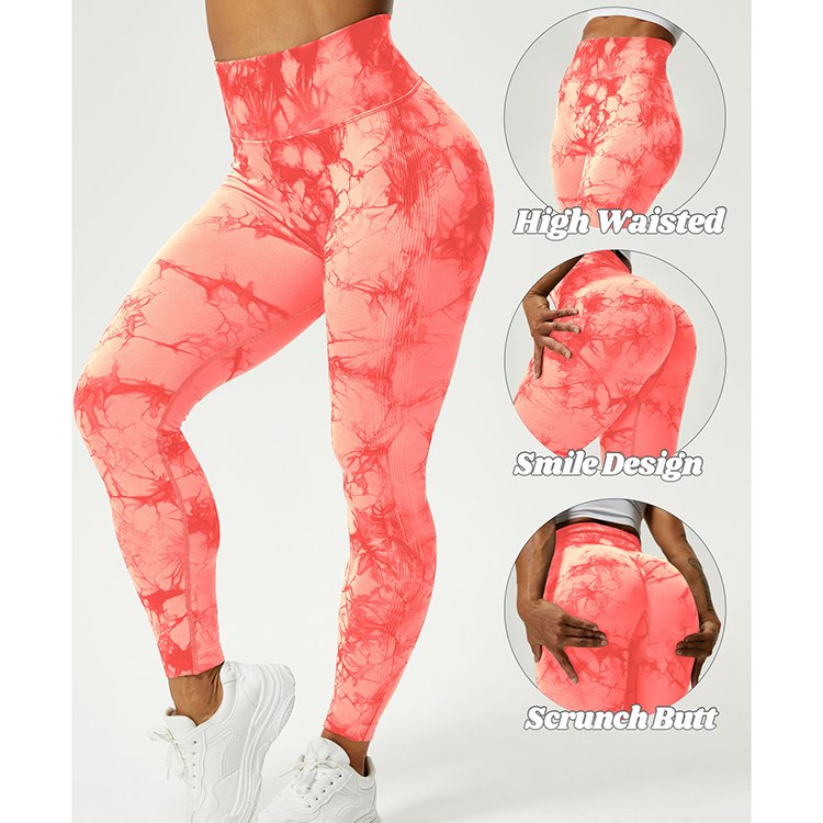 New arrivals high gym waisted tie dye leggings custom logo women scrunch butt seamless yoga leggings