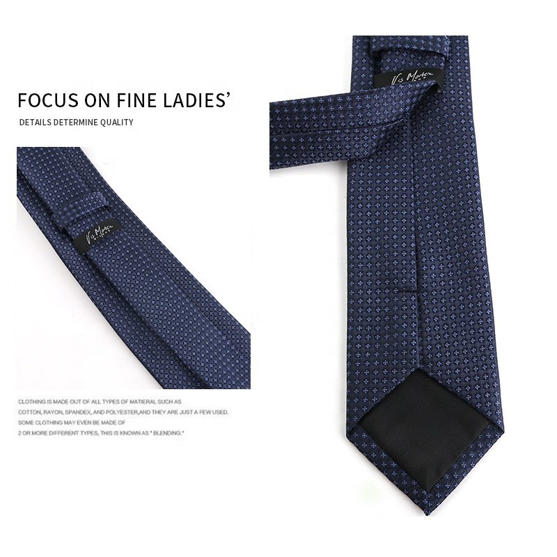 Navy blue handmade woven polyester tie for men, custom Jacquard fashion design tie , Men's Stock Wedding Ties & Accessories