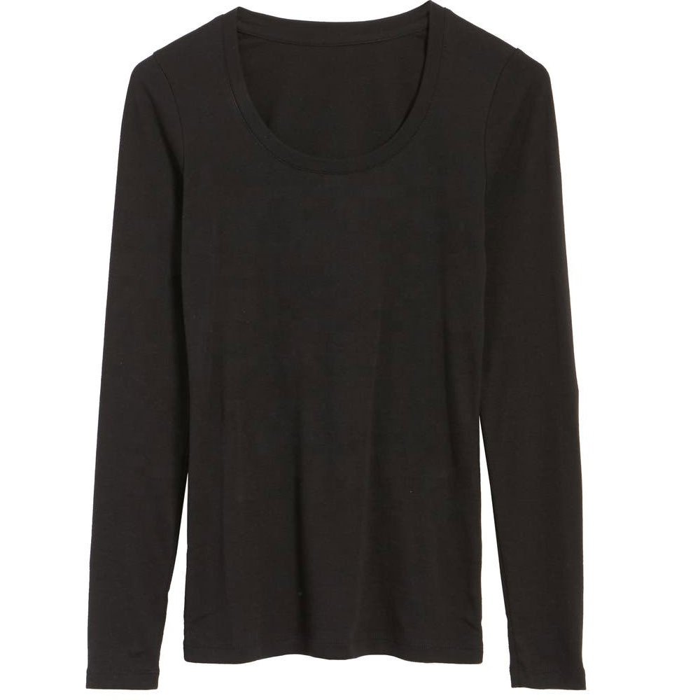 caslon long sleeve scoop neck cotton tee Custom Logo Quick Dry Long Sleeve Women Breathable 100% cotton T shirt