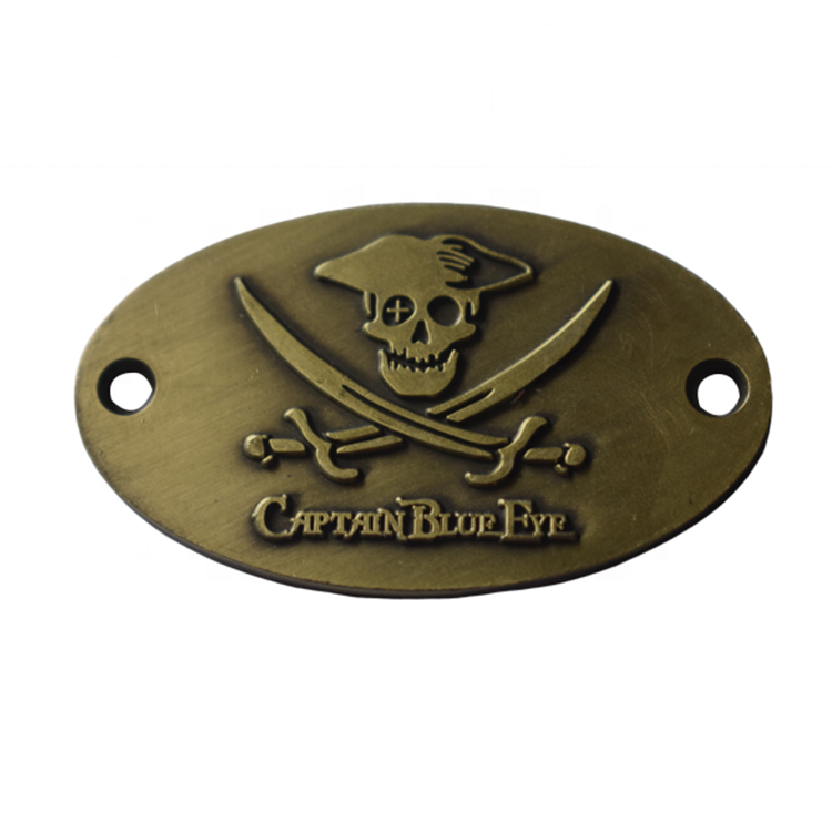 Factory Custom Engraved Logo Aluminum Tag Sign Embossed Antique Brass Brand Nameplate Metal Name Label Plate for Furniture