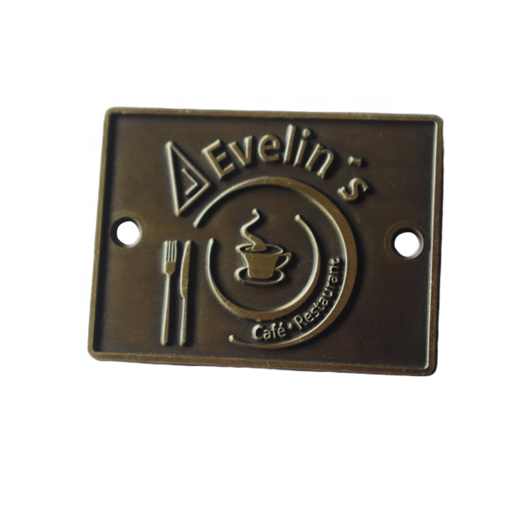 Factory Custom Engraved Logo Aluminum Tag Sign Embossed Antique Brass Brand Nameplate Metal Name Label Plate for Furniture