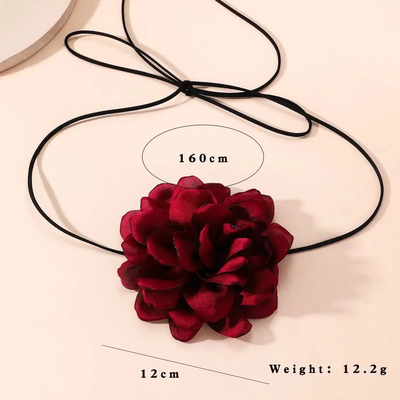 New Vintage Flower Led Hawaiian Waist Chain Flower Choker Gothic Large Rose Long Wrap Collar Tie Floral Women Chokers Necklace