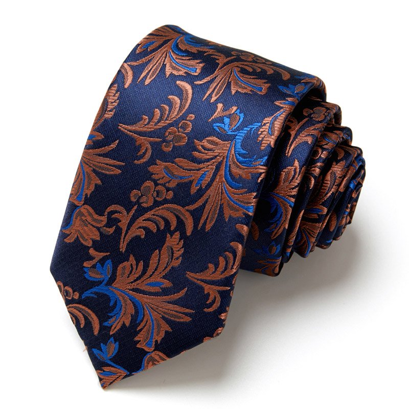 Brand 100% New Men's Tie 7.5cm Blue Necktie Green & Orange Silk Gravatas For Men Paisley Floral Fit Wedding Workplace Slim